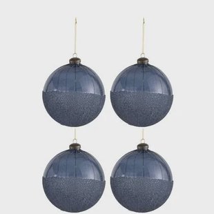 J-Line Kerstballen Parels Blauw Set van 4