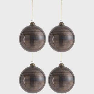 J-Line Kerstballen Antiek Bruin L Set van 4