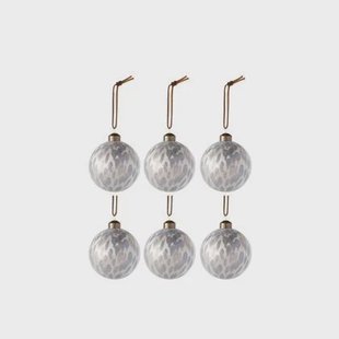J-Line Kerstballen Luipaard Beige S Set van 6