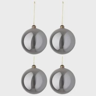 J-Line Kerstballen Parelgrijs Set van 4