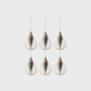 J-Line Kerstballen Pauwenveer Small Set van 6