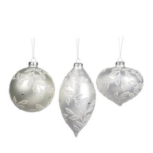 Goodwill Kerstbal Glas Wit 8 cm Voordeel Ass. Per 3 Stuks