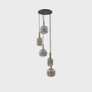 Doroteo hanglamp grijs 5-lamps glas Lindby - Eetkamer - Vintage / Retro - Meerdere lampen