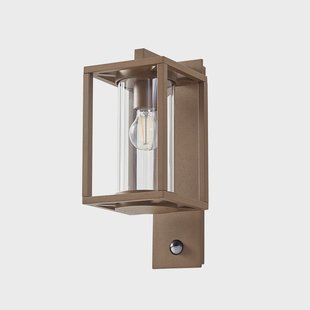 Ferda buitenwandlamp hangend bruin IP44 sensor Lucande - Terras - Modern - Aluminium - Hoekig