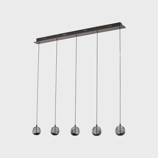 Hayley LED hanglamp, 5-lamps, zwart, langwerpig Lucande - Woonkamer - Designer - Glas - Meerdere lampen