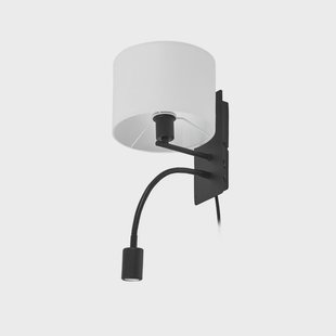 Florens wandlamp 23,5 cm LED leeslamp zwart Lindby - Woonkamer - Modern - Stof - 1 lamp