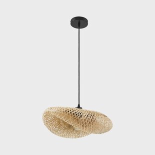 Eleane hanglamp lengte 50 cm E27 naturel bamboe Lindby - Woonkamer - Landhuis / Rustiek - Met lampenkap