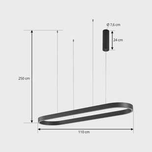 Melinay Smart LED hanglamp zwart Tuya CCT Lucande - Eetkamer - Modern - Aluminium - 1 lamp