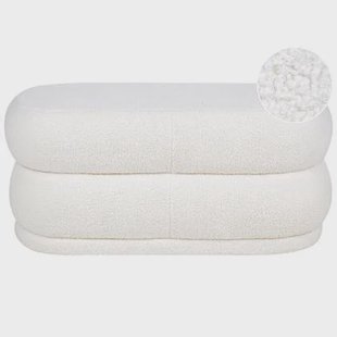 Beliani - ELLENDALE - Voetenbank - Gebroken wit - Bouclé