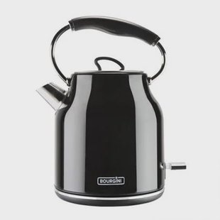 Bourgini Retro Waterkoker 1,7L - 2200W - Zwart - Snoerloos RVS