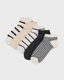 HEMA Dames enkelsokken strepen - 5 paar beige (beige)