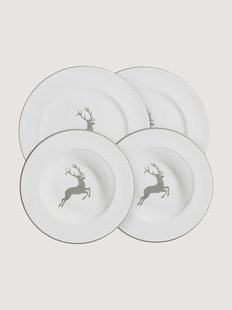 Handgemaakte serviesset Grey Deer, 2 personen, 4-delig