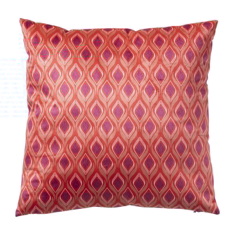 Kussen velvet blad - rood/roze - 45x45 cm