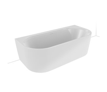 Ligbad Halfvrijstaand Riho Desire B2W Back To Wall 180x84x60 Acryl Mat Wit Incl. Sifon & Pootset