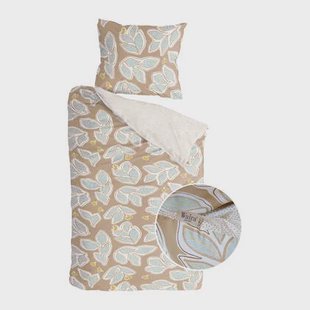 Walra Lovely Leaves Dekbedovertrek 140 x 220 cm - Bruin / Beige