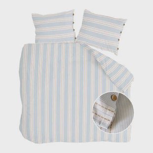 Walra Remade Striped Harmony Dekbedovertrek 200 x 220 cm - Off-White / Blauw Walra Remade Striped Harmony Dekbedovertrek 200 x 220 cm - Off-White / Blauw