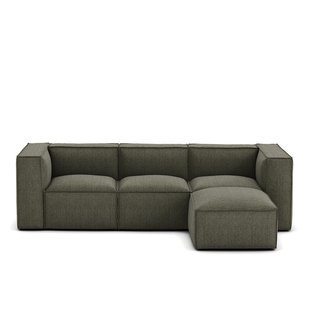 Modulaire zetel, 3-zit en poef, getextureerde stof Seven