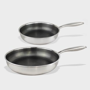 Koekenpannenset - RVS - PFAS-vrije Anti aanbaklaag - Inductie geschikt - Vaatwasser geschikt - Metalen Voorwerpen Geschikt