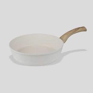 Hapjespan 24 cm - Sauteerpan - Crème - PFAS-vrij - Inductie Geschikt  - Wit - Vaatwasser geschikt - Keramische Antiaanbaklaag