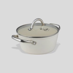 Kookpot met deksel 22 cm- Crème - PFAS-vrij - Inductie Geschikt  - Wit - Vaatwasser geschikt - Lange Garantie - Oven Geschikt tot 280 Graden