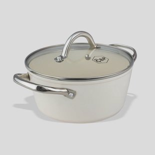 Kookpot met deksel 24 cm- Crème - PFAS-vrij - Inductie Geschikt - Wit - Vaatwasser geschikt - Lange Garantie - Oven Geschikt tot 280 Graden