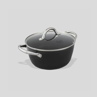 Kookpot met deksel 20 cm- PFAS-vrij - Inductie Geschikt  - Zwart - Vaatwasser geschikt - Lange Garantie - Oven Geschikt tot 280 Graden