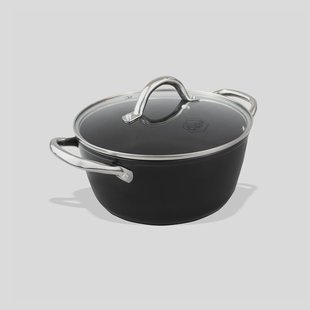 Kookpot met deksel 22 cm- PFAS-vrij - Inductie Geschikt  - Zwart - Vaatwasser geschikt - Lange Garantie - Oven Geschikt tot 280 Graden