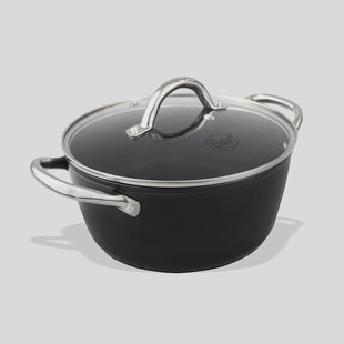 Kookpot met deksel 24 cm- PFAS-vrij - Inductie Geschikt  - Zwart - Vaatwasser geschikt - Lange Garantie - Oven Geschikt tot 280 Graden