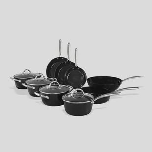 Pannenset 9-delig - Zwart - PFAS-vrij - Inductie Geschikt - Vaatwasser Geschikt - Keramische Antiaanbaklaag