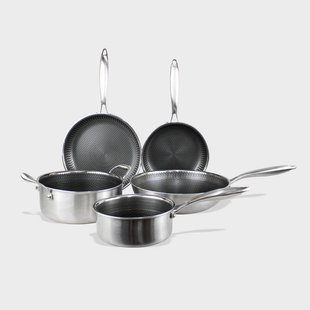 Pannenset 5-delig - RVS - PFAS-vrije Anti aanbaklaag - Inductie geschikt - Vaatwasser geschikt - Metalen Voorwerpen Geschikt