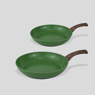 Koekenpannenset 2-delig - 24 en 28 cm - PFAS-vrij - Inductie Geschikt - Groen - Vaatwasser geschikt - Keramische Antiaanbaklaag
