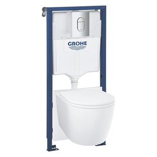 Grohe Bau toiletset diepspoel - rimless - Grohe Rapid SL inbouwreservoir - softclose toiletzitting - bedieningsplaat chroom 103849sh00