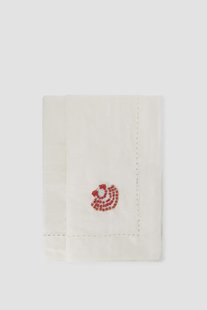 Set van 2 witte servetten met schelp