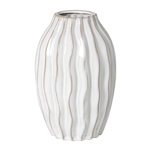 Vaas ribbel - grijs - ø13.5x20 cm
