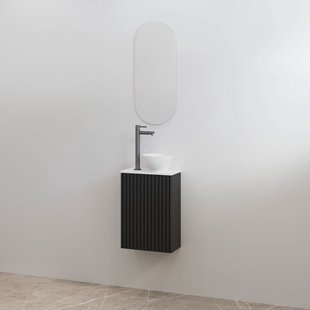 Toiletmeubelset Best-Design Mali Mat Zwart Onderkast + Mat Wit Meubelblad