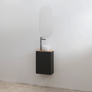 Toiletmeubelset Best-Design Mali Mat Zwart Onderkast + Halifax Meubelblad