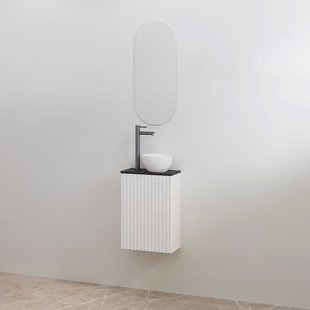 Toiletmeubelset Best-Design Mali Mat Wit Onderkast + Mat Zwart Meubelblad