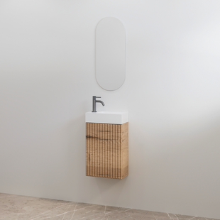 Toiletmeubelset Geribbeld Best-Design Mali Halifax Onderkast + Wit Fontein
