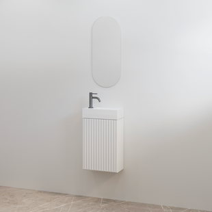 Toiletmeubelset Geribbeld Best-Design Mali Wit Onderkast + Wit Fontein