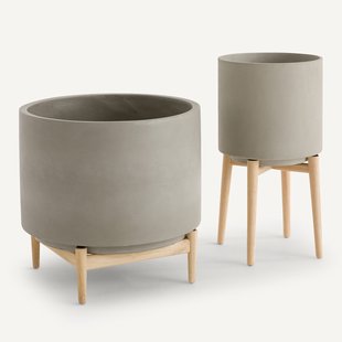 Bloempot op poot in hevea, H45cm, Florian