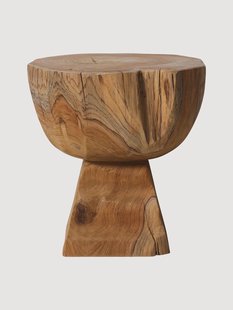 Handgemaakte kruk Arched van teakhout