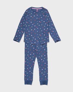 HEMA Kinderpyjama rib hartjes donkerblauw (donkerblauw)