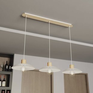 EMIBIG LIGHTING Kobe hanglamp, 3-lamps, staal, hout, wit
