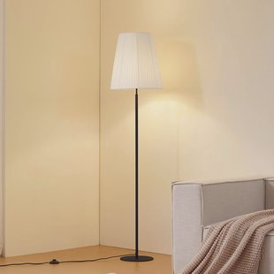 Lindby vloerlamp Virelle, zwart/wit, textiel, hoogte 170 cm