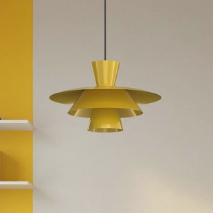 Luminex Hanglamp Plato, mosterdgeel, metaal, Ø 38 cm, E27