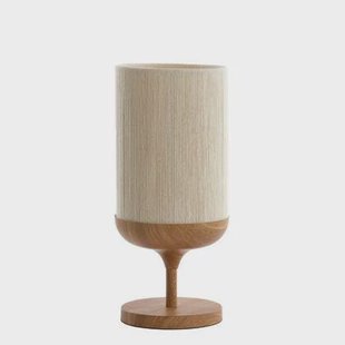 Light&living Tafellamp Ø22,5x50 cm DANIA hout print naturel+touw crème