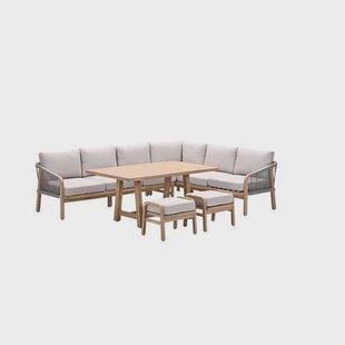 Santos lounge-diningset - 5-dlg.-rechts-acaciahout met white wash-sand