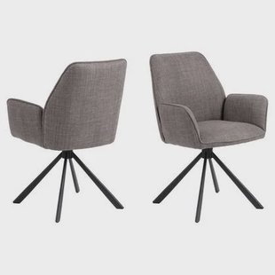 Giga Living - Eetkamerstoel - Bruin - Stof - Lugo - Set van 2