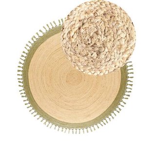 Beliani - MARTS - Vloerkleed - Beige|Groen - 200 cm - Jute