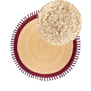 Beliani - MARTS - Vloerkleed - Donkerrood - 200 cm - Jute